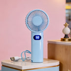 Portable Handheld Fan with Digital Speed Display USB Rechargeable Lightweight Personal Fan