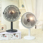 Portable Battery-Operated Table Fan with USB Charging and LED Light Adjustable Head