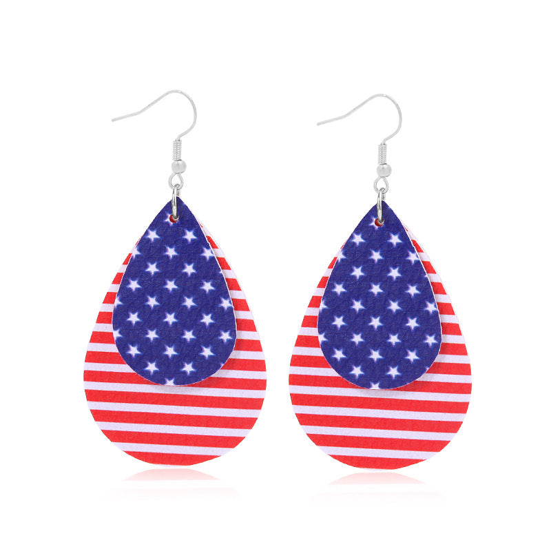 Women's Lightweight Star Earrings Enamel Flag Design Fishhook Closure Zinc Alloy
