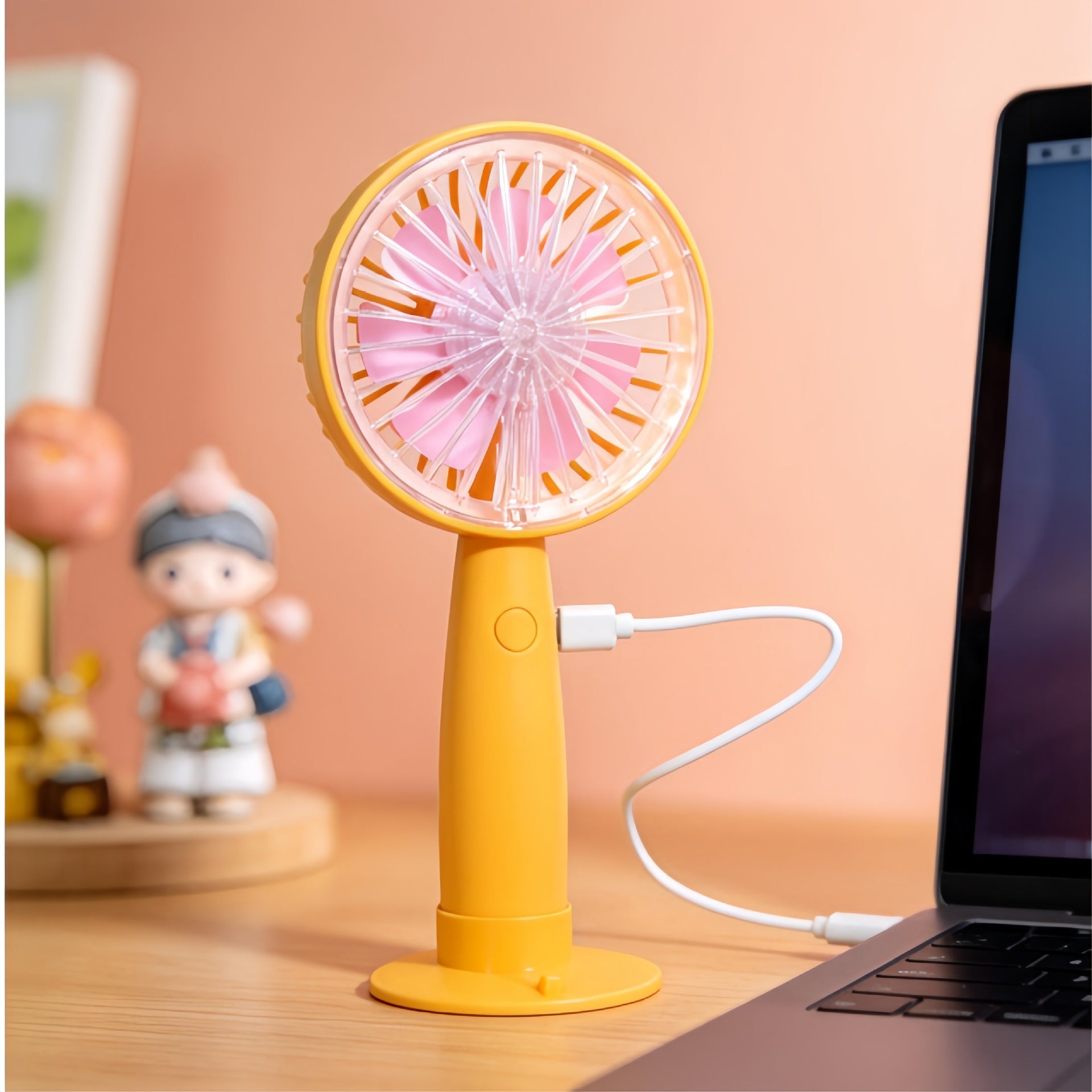 Portable USB Hand Fan for Women with Flexible Tilt and Ergonomic Handle Lightweight Personal Cooling Fan