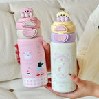 Women’s Water Bottle BPA-Free Plastic Leakproof Lid Floral Shell Design Portable