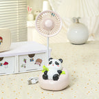 Portable Mini Fan USB Rechargeable Quiet Operation Cute Panda Design Compact Size