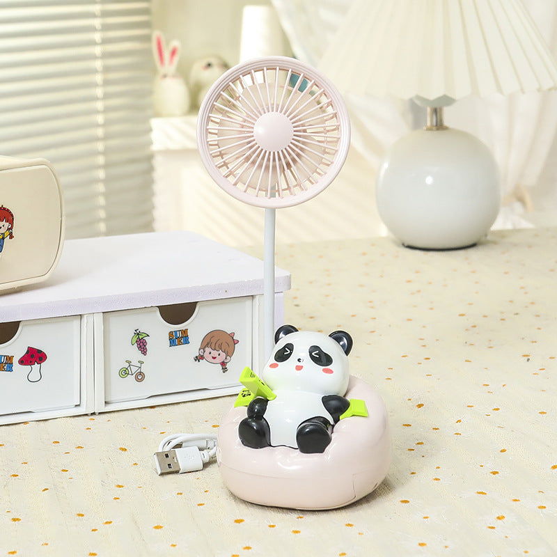 Portable Mini Fan USB Rechargeable Quiet Operation Cute Panda Design Compact Size