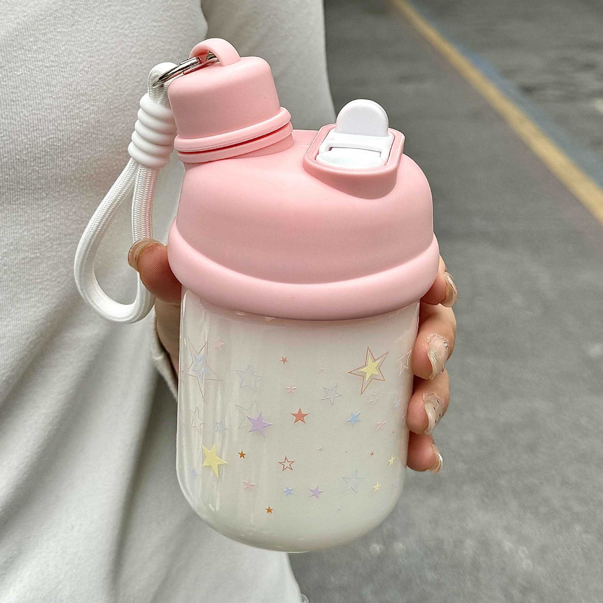 Women’s Insulated Drink Bottle with Dual Lid System Leak-Proof BPA-Free Star Design