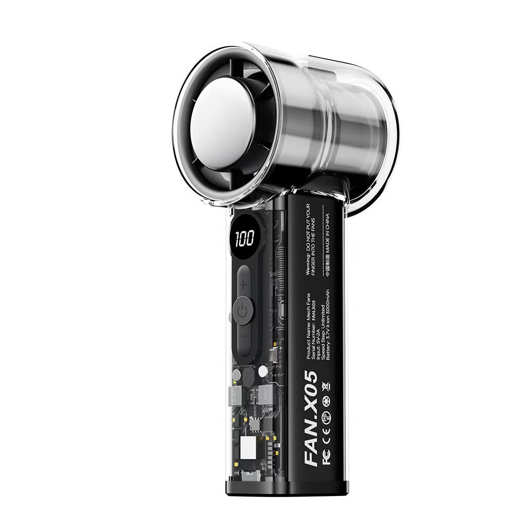 Portable Handheld Fan Compact Size With LED Display and Adjustable Speeds Battery Operated