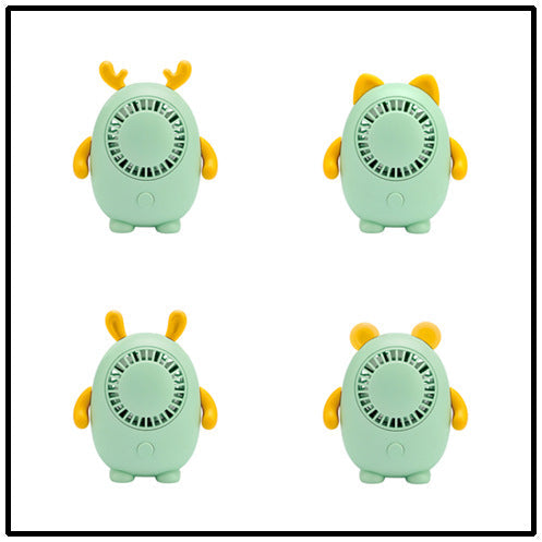 Women's Portable Mini Fan USB Rechargeable Animal Design Compact Lightweight