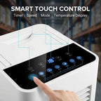 Portable Air Cooler Compact Tower Rapid-Cool Digital Touch Controls Wheels