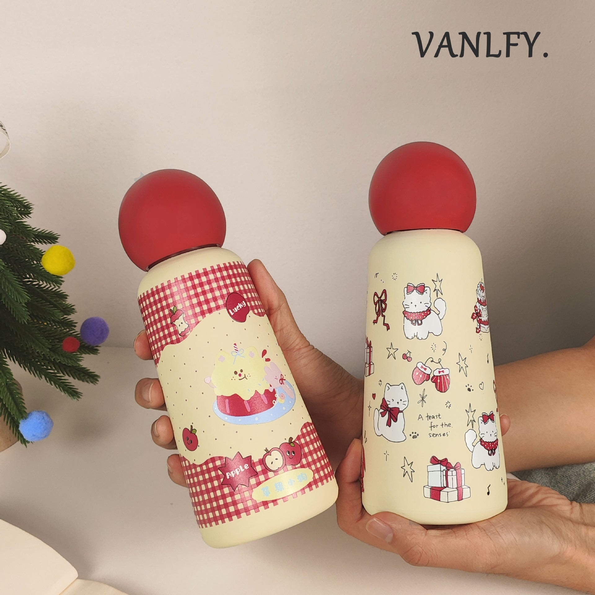 Insulated Water Bottle Double Wall Leak-Proof Lid Fruity Design Lightweight Reusable
