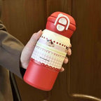 Insulated Stainless Steel Water Bottle with Leak-Proof Push Closure and Animal Design for Women