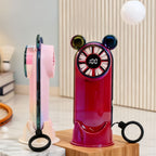 Portable Ladies Hand Fan with Digital Temperature Display USB Rechargeable Cute Character Design