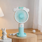 Women's Handheld Fan USB Rechargeable Portable Cute Animal Design Quiet Adjustable Speed