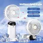 Foldable Rechargeable Handheld Fan with LED Battery Indicator and Detachable Charging Station