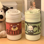 Insulated Drinking Cup for Women with Cheerful Animal Design Leak-Proof Lid Ergonomic Handle