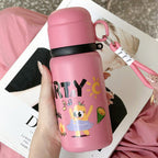 Insulated Stainless Steel Water Bottle with Colorful Polka Dot Pattern for Women
