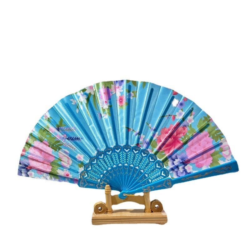 Ladies Folding Fan Floral Design Lightweight Portable Handheld Fan
