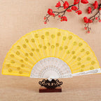 Ladies Hand Fan Bamboo Frame Paper Elegant Floral Design Portable Foldable