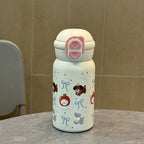 Insulated Stainless Steel Water Bottle with Leak-Proof Push Closure and Animal Design for Women
