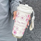 Women's Stainless Steel Insulated Thermal Mug 500ml Leak-Proof Floral Design