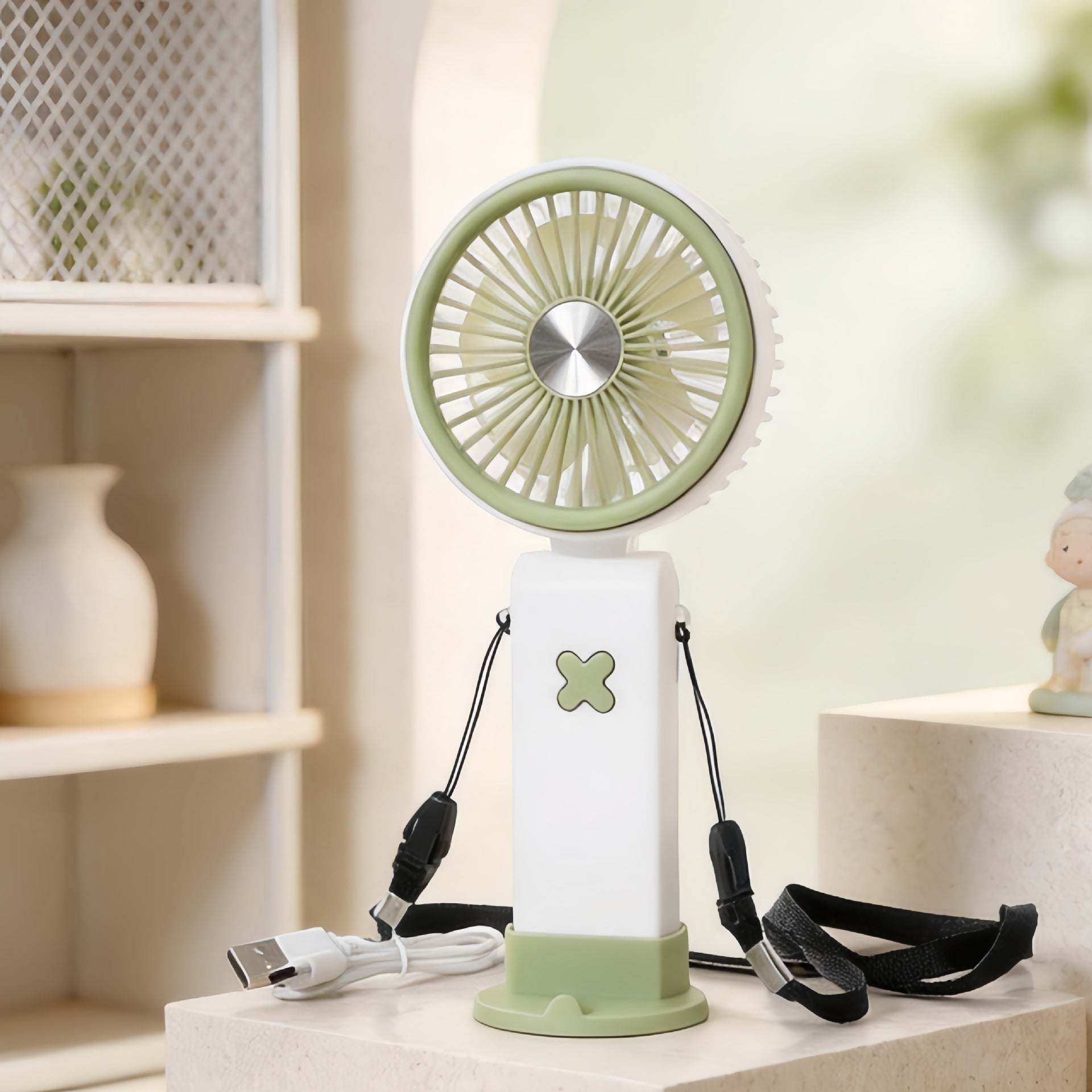 Portable USB Desk Fan Rechargeable Battery Adjustable Tilt Compact Lightweight