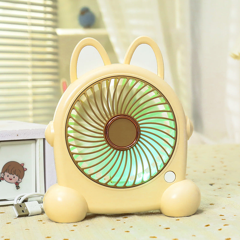 Portable Hand Fan USB Rechargeable Cute Animal Design Compact Lightweight Cooling Fan for Women