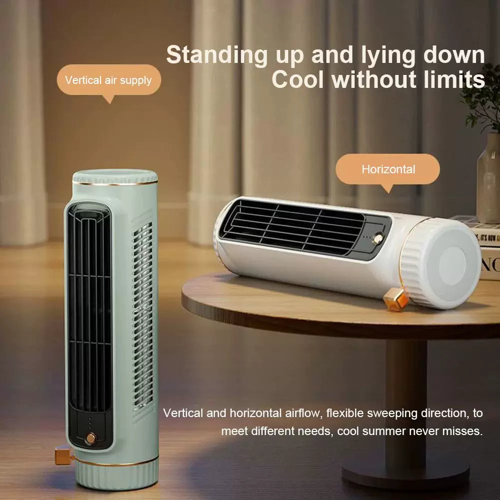 Compact Vertical Desktop Tower Fan USB Powered with Refillable Humidifier and Sticker Pack