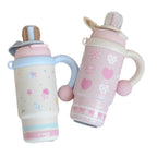 Insulated Women’s Water Bottle Leak-Proof Lid Built-In Straw Floral Design Compact Size