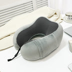 Unisex Memory Foam Travel Neck Pillow with Adjustable Straps and Breathable Cover