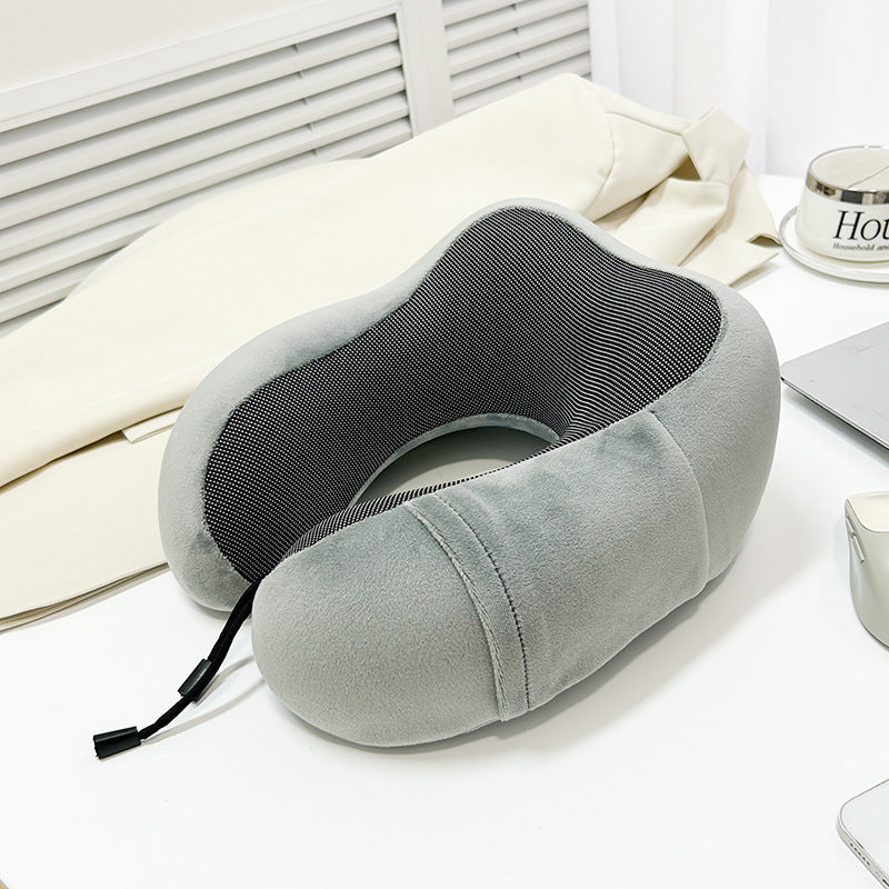 Unisex Memory Foam Travel Neck Pillow with Adjustable Straps and Breathable Cover