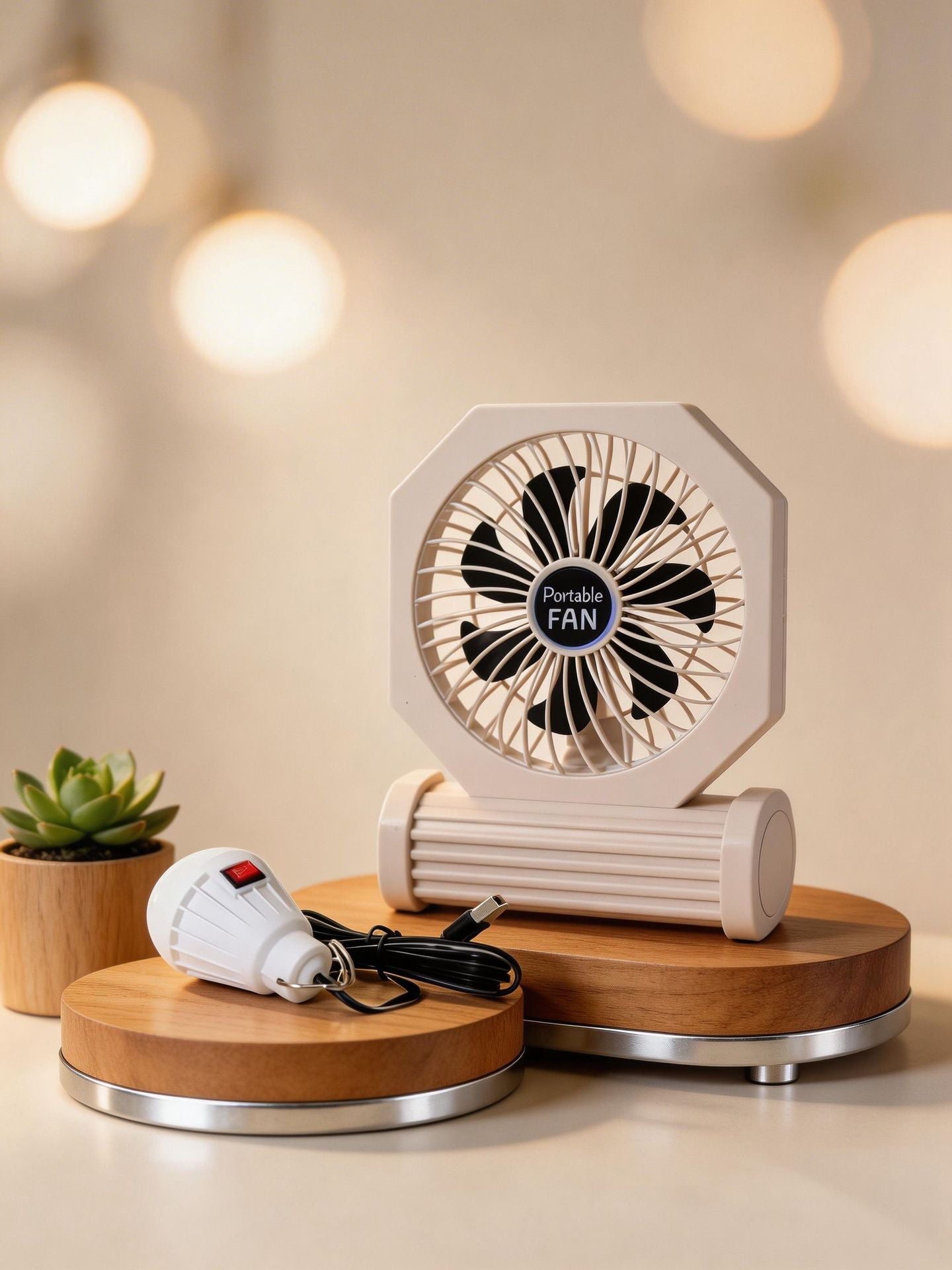 Portable Table Fan with Flexible Tilt USB Powered Compact Lightweight Quiet Design
