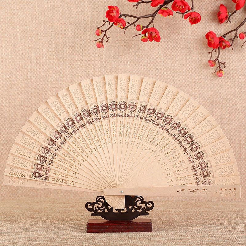 Women's Handcrafted Bamboo Fan Elegant Portable Folding Fan for Weddings and Festivals