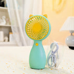 Portable Table Fan Rechargeable Quiet Compact Desk Fan with Cute Ears for Home Office