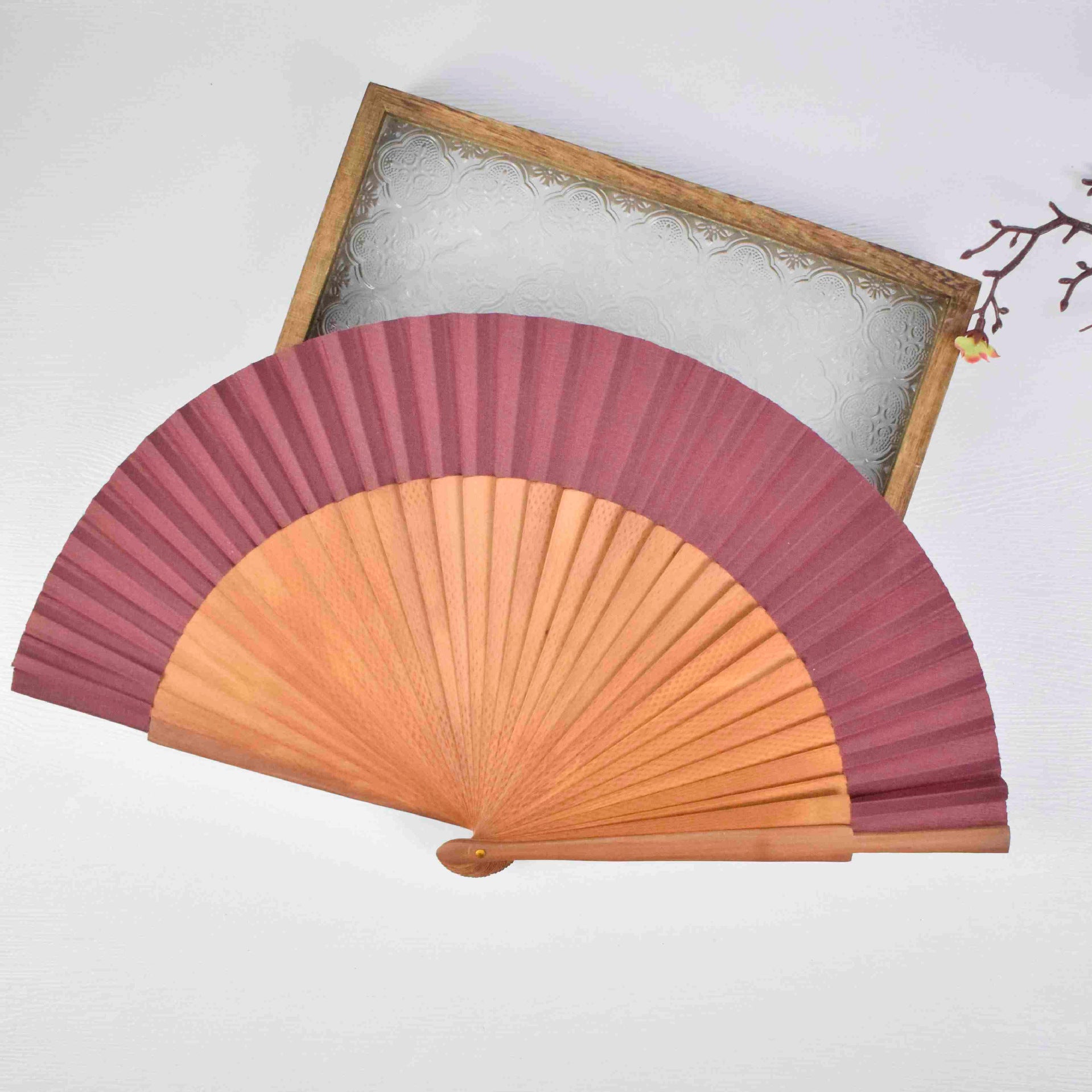 Ladies Fan High-Quality Paper with Wooden Frame Elegant Compact Handheld Accessory