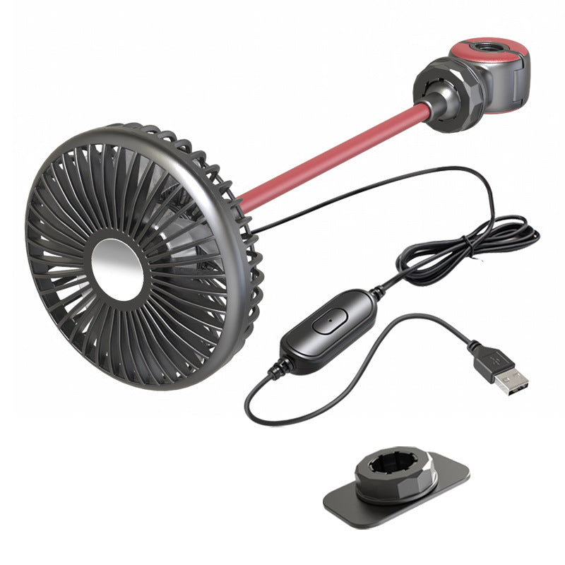 Multi-Directional Adjustable USB Car Fan Portable Quiet Cooling with Flexible Head and Expandable Pole