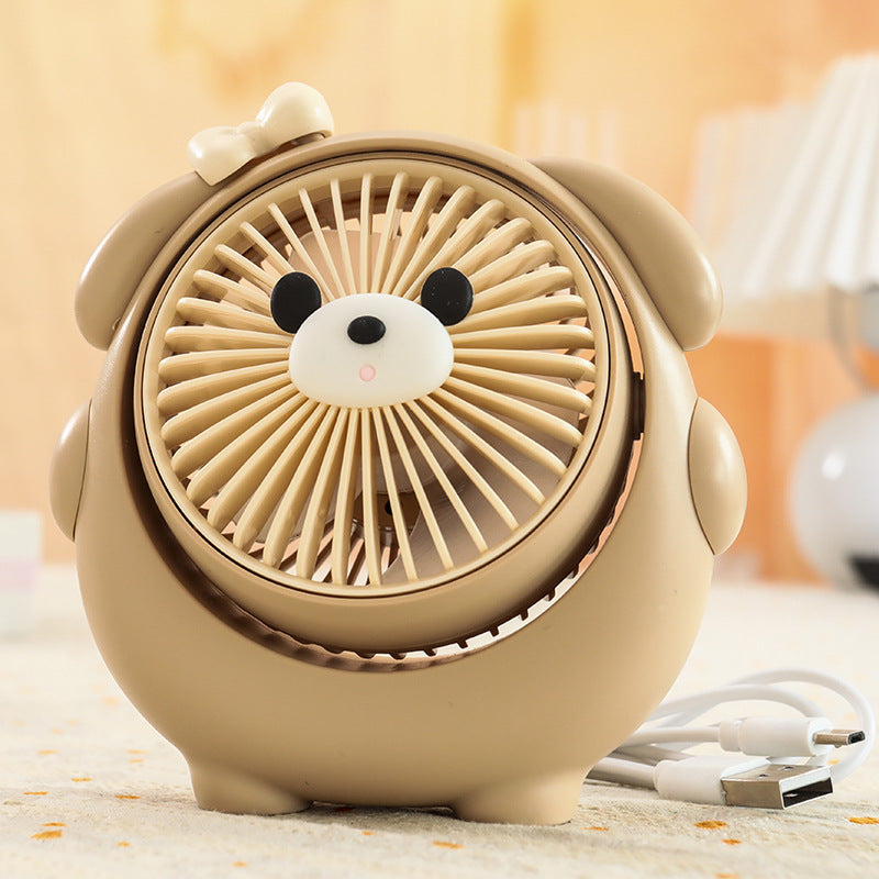 Portable Desk Fan Cute Animal Design USB-Powered Adjustable Tilt Compact Personal Cooling Fan