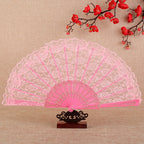 Ladies Lace Hand Fan Elegant Floral Pattern Lightweight Portable