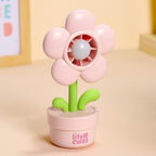 Mini Desktop Cooling Fan Flower Design USB Rechargeable Adjustable Speed
