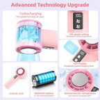 Portable Turbo Hand Fan with Digital Control USB Rechargeable Lightweight Ergonomic Design