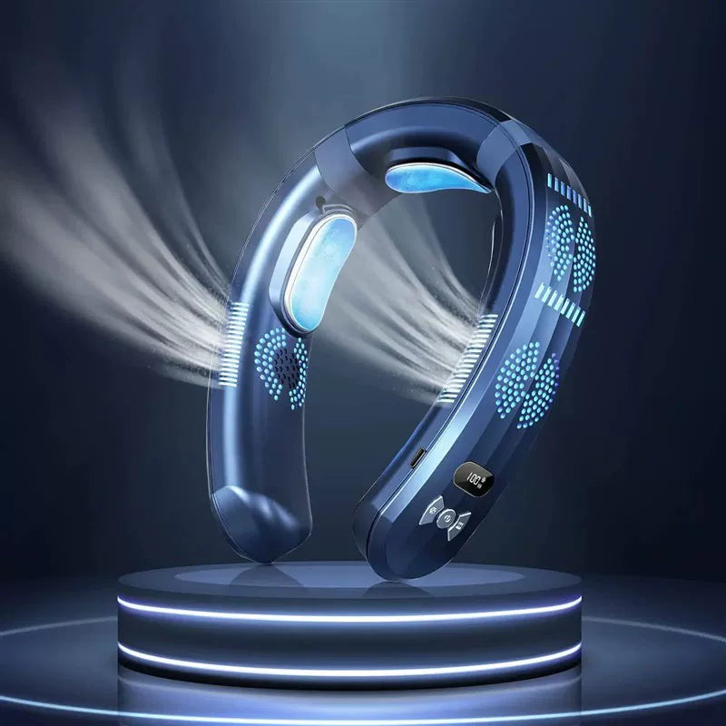 Portable Neck Cooling Fan USB Rechargeable Hands-Free Adjustable Airflow with LED Display