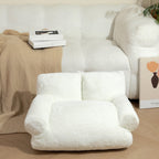 Women's Cozy Relax Armchair Plush Fabric Ergonomic Support Removable Cover