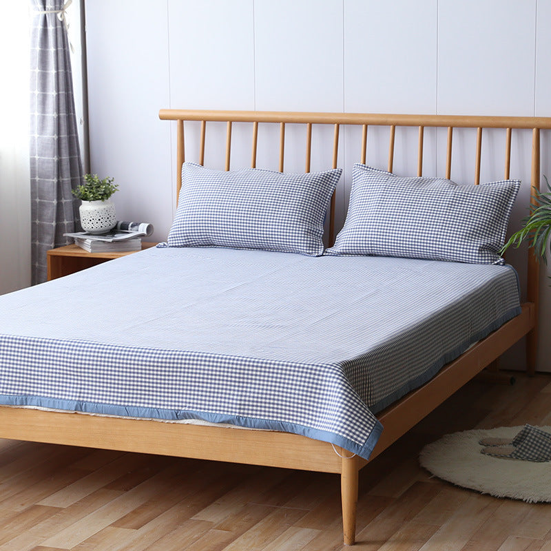 Bowlift Women's Checkered Cotton Bedding Set Gray High-Quality Breathable Cotton