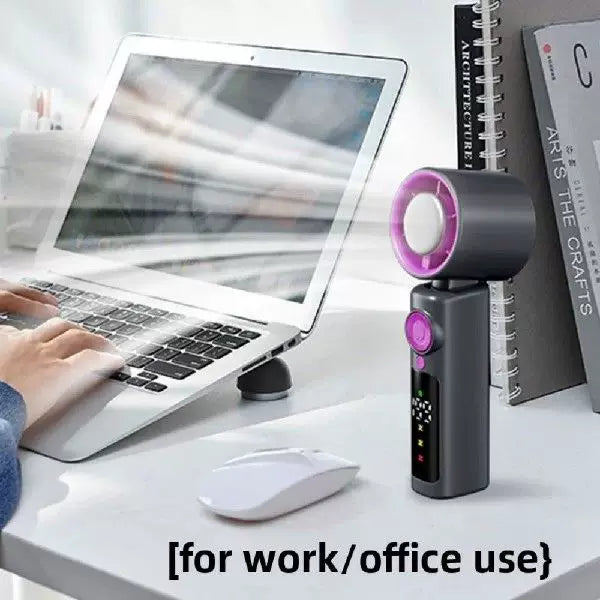Wireless Compact Turbine Air Circulator Bladeless Fan with LED Display USB-C Rechargeable