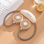 Portable Neck Fan With Dual Adjustable Heads USB Rechargeable Quiet Brushless Motor
