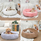 Round Pet Bed with High Edge Soft Cozy Washable Non-Slip Bottom for Dogs Cats