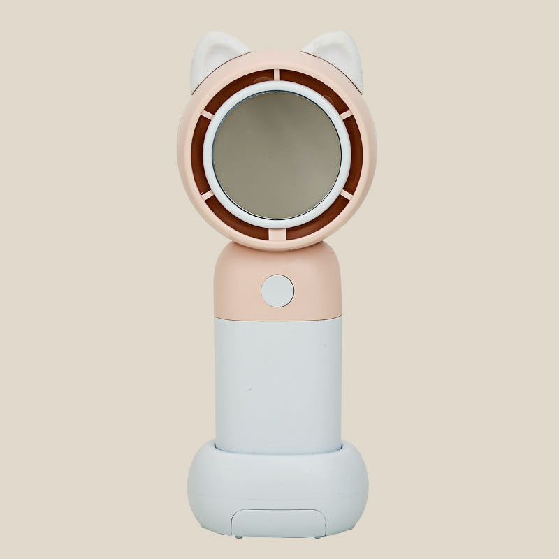 Portable Hand Fan with Integrated Mirror USB Rechargeable Lightweight Compact