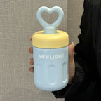 Women’s BPA-Free Water Bottle with Heart Handle Leak-Proof Screw Cap Lightweight Design