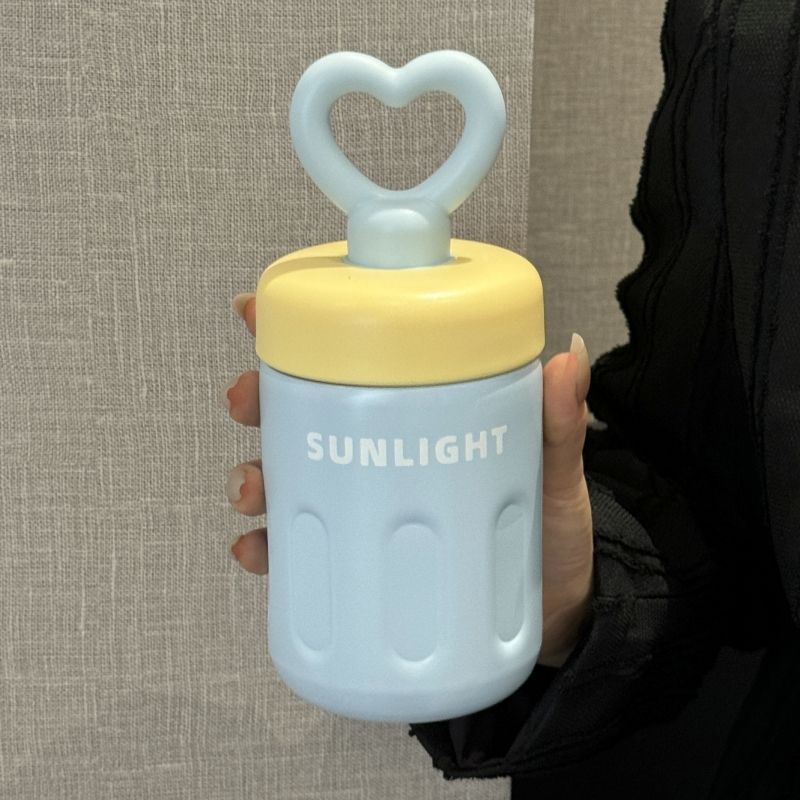 Women’s BPA-Free Water Bottle with Heart Handle Leak-Proof Screw Cap Lightweight Design