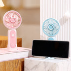 Rechargeable Cordless Handheld Fan USB Portable Detachable Stand Quiet 3-Speed