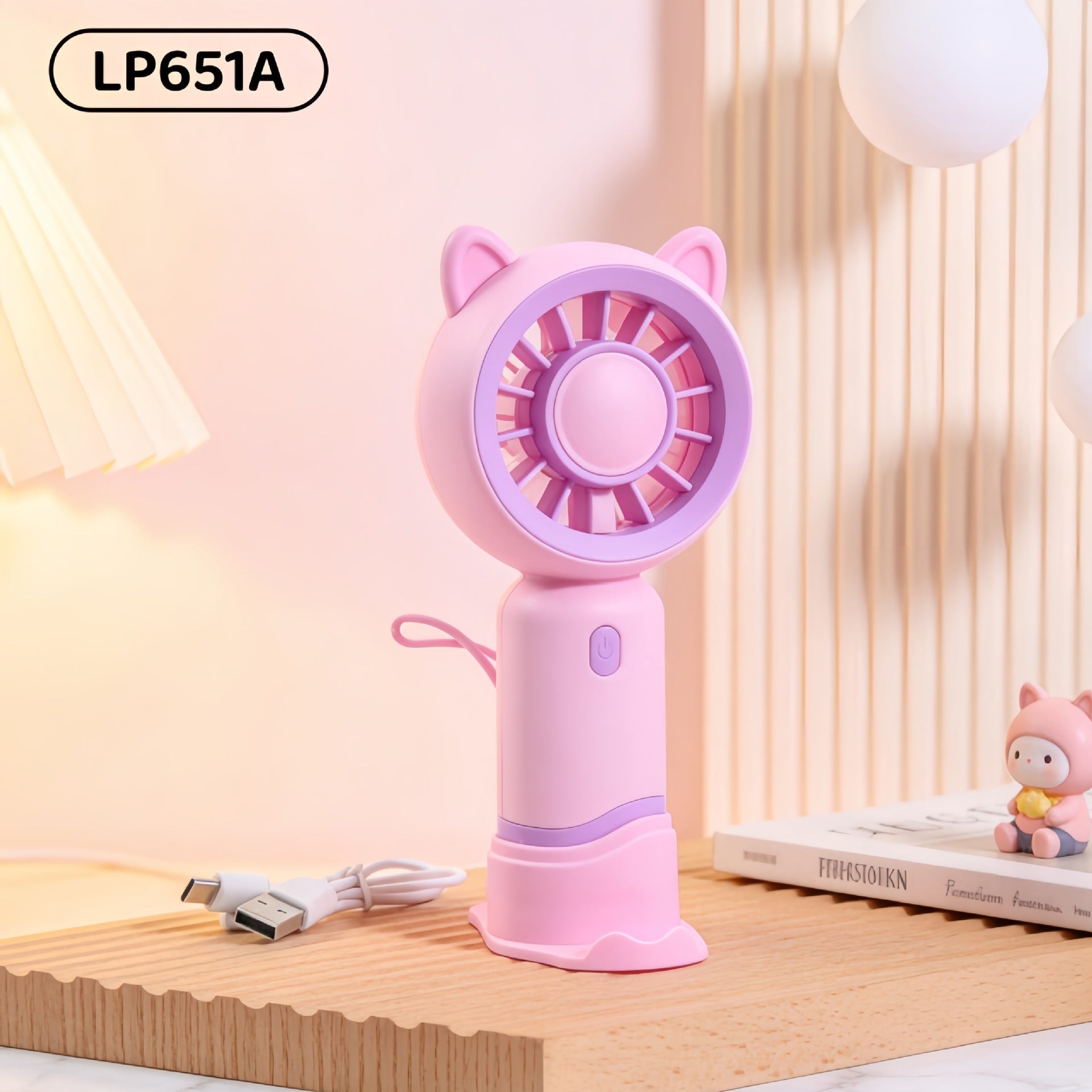 Portable USB Hand Fan for Women Compact Quiet Rechargeable with Cute Design