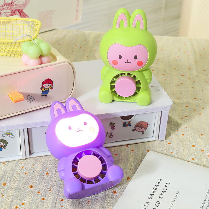 Portable USB Mini Fan Cute Rabbit Design Adjustable Speed Quiet Operation