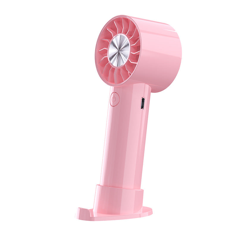 Portable Handheld Fan Rechargeable Battery Lightweight Compact Orange with Adjustable Speed